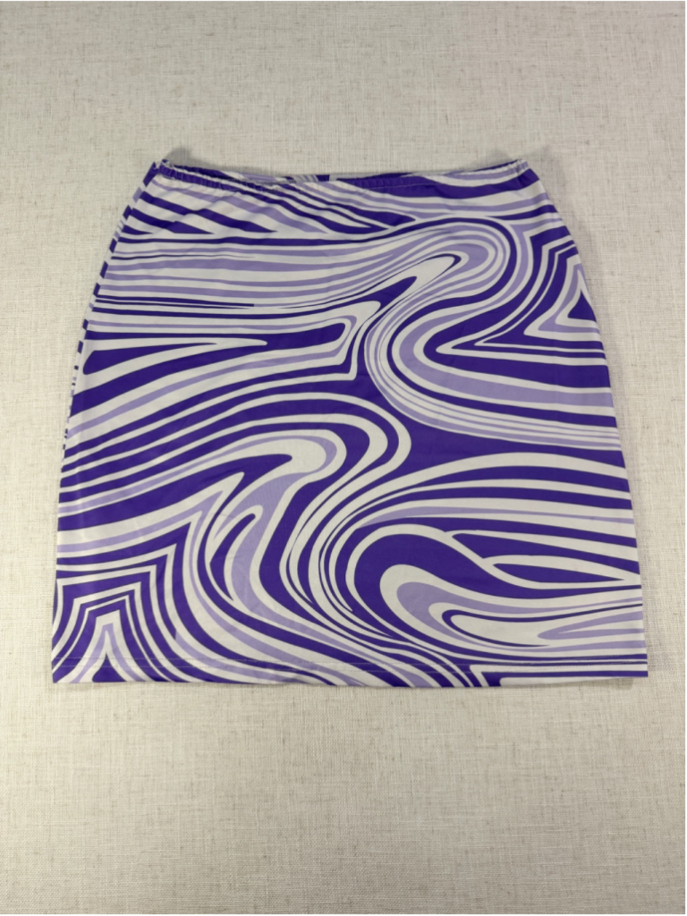 SHEIN Purple Swirl Print High Rise Elastic Waist Mini Skirt Small
